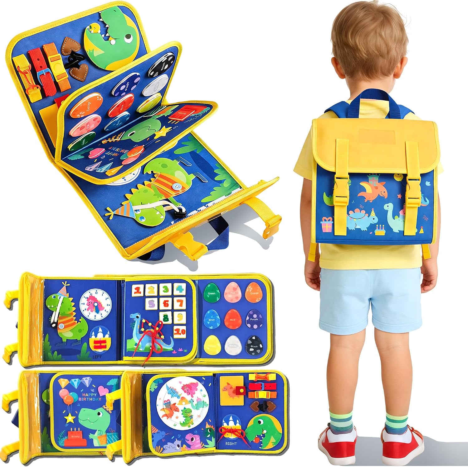 Drone Backpack - Dinosaurier Kleinkind Beschäftigungsbrett Rucksack, Tragbares Ruhiges